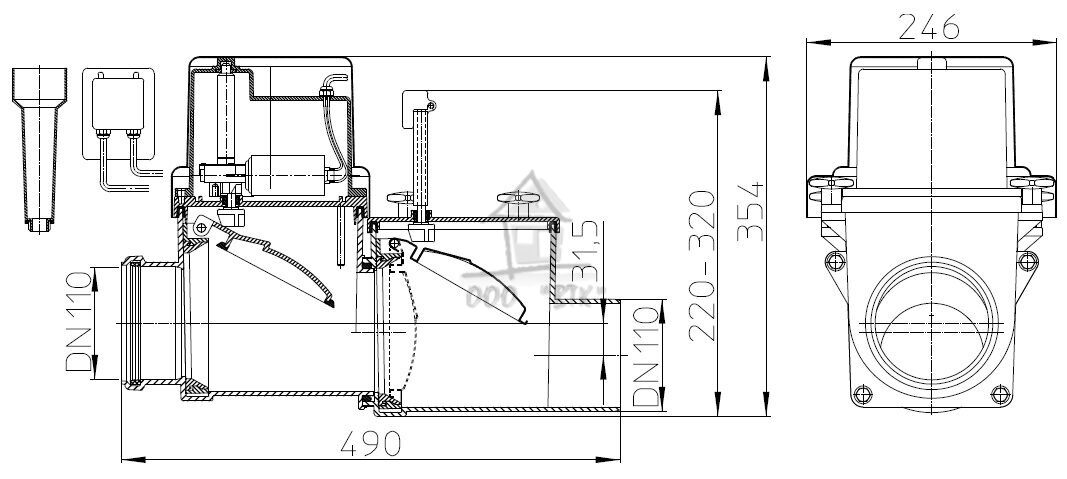 Обратный клапан канализационный схема